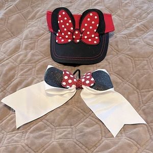 Well Loved Minnie Visor and Hair bow (with tie)